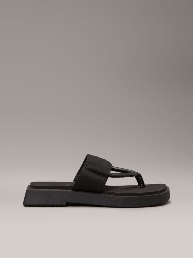 Canvas Square Platform Sandals