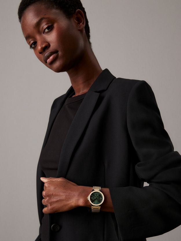 Gold Plated Steel Crystal Watch