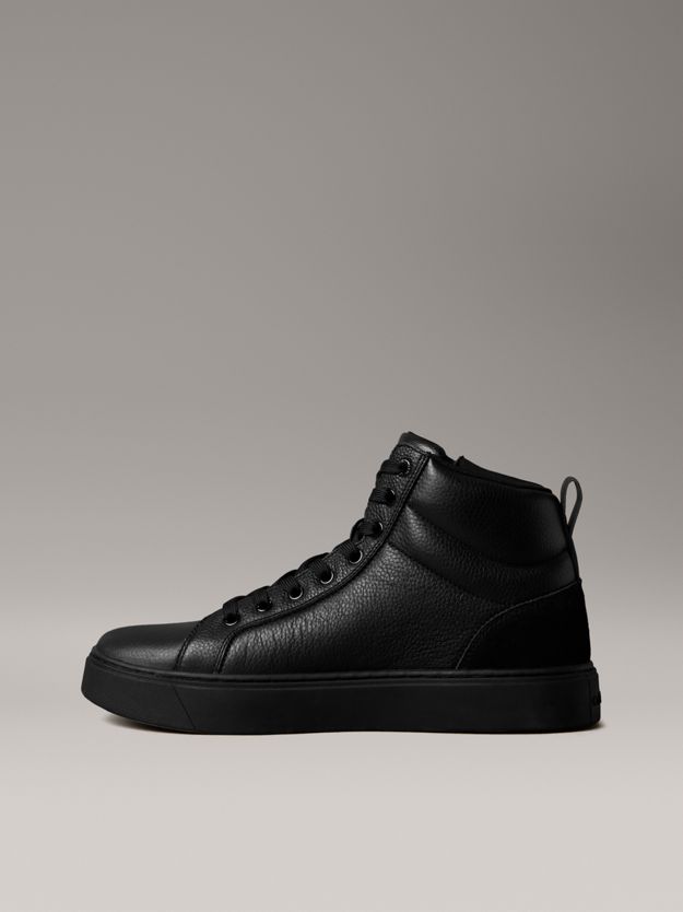 Leather Zip High-Top Trainers
