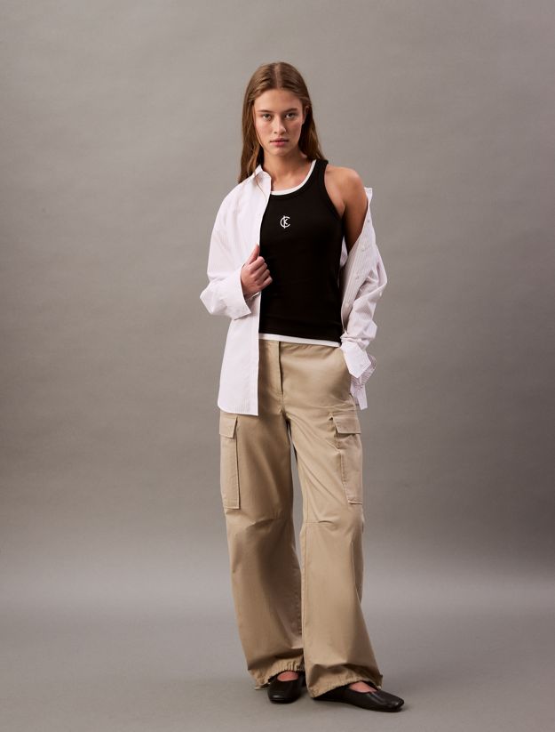 Ribbed Cotton Logo Tank Top