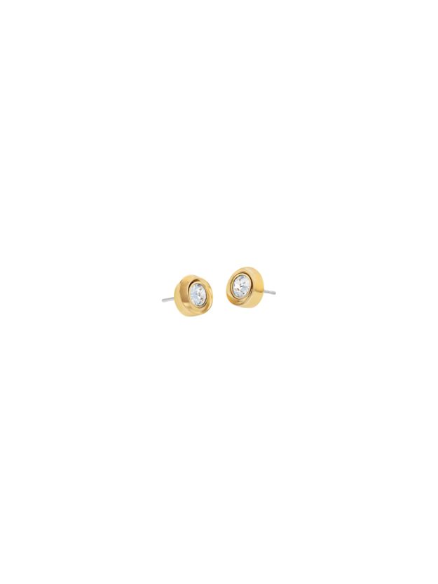 Gold Plated Steel Crystal Stud Earrings