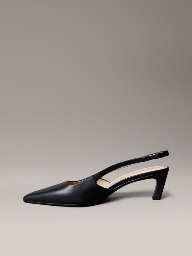 Leather Kitten Slingback Pumps