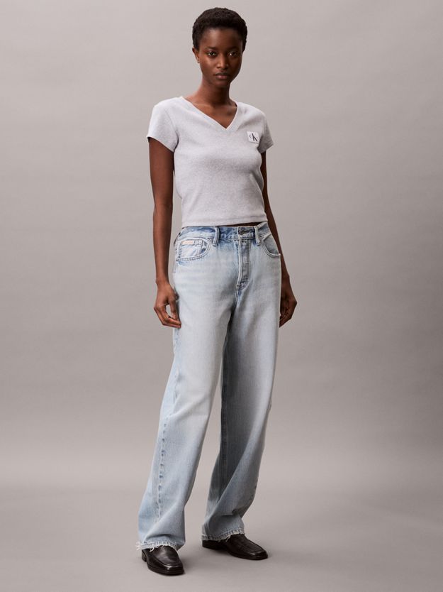 Ribbed Cotton V-Neck T-shirt