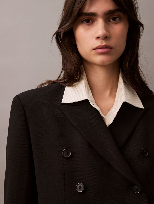 Slim Wool Gabardine Double-Breasted Blazer