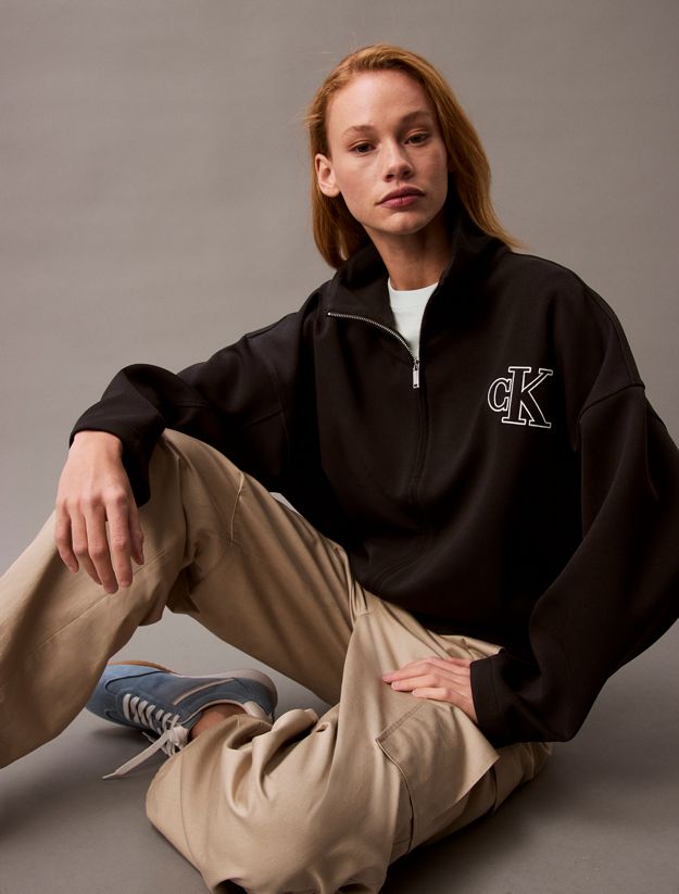 Monogram Logo Quarter Zip Spacer Jacket