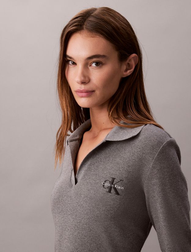 Slim Ribbed Cotton Polo Dress