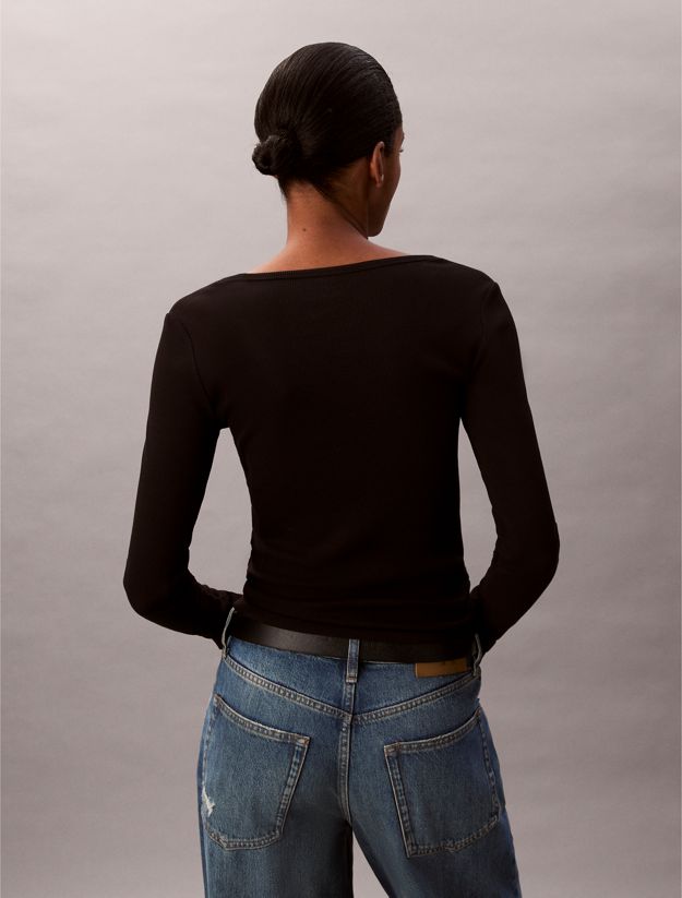 Ribbed Cotton Long Sleeve Top