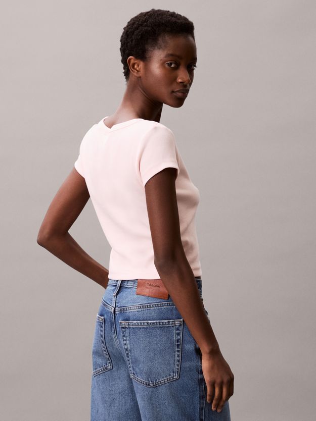 Slim Ribbed Cotton Badge T-shirt