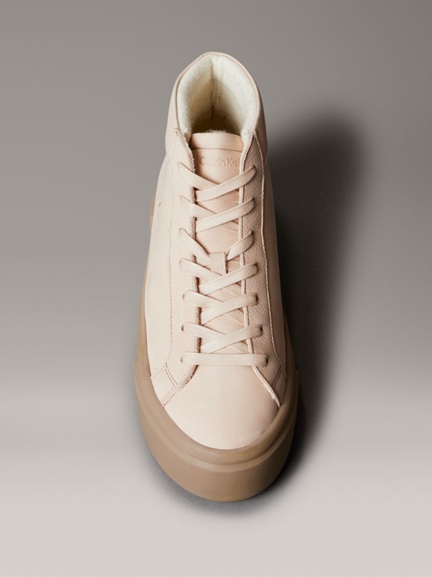 Leather Warm High-Top Platform Trainers
