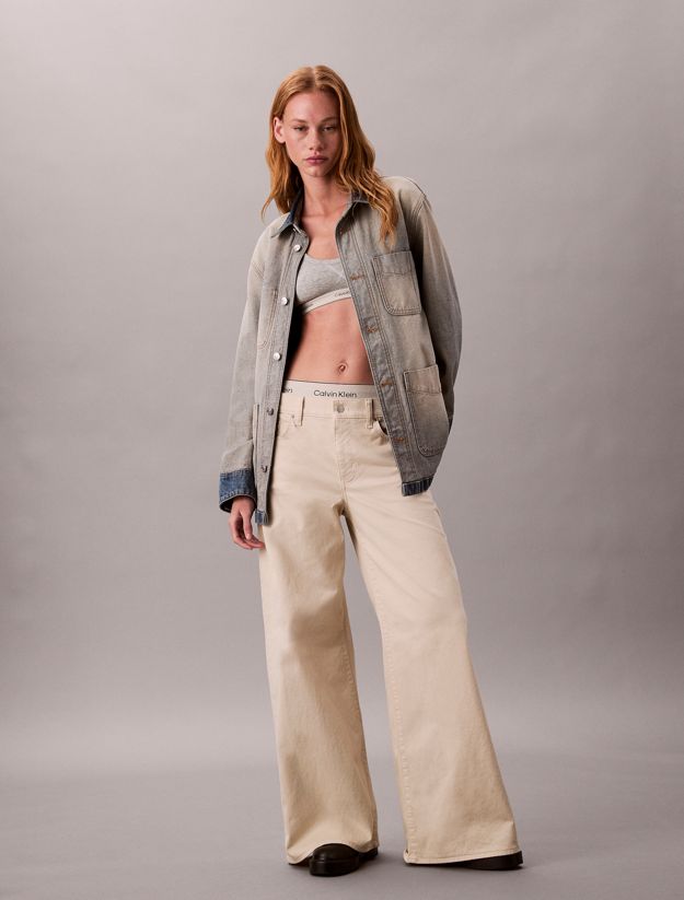 Super Wide Leg Twill Trousers