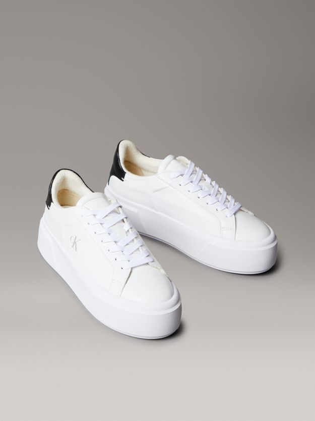 Leather Signature Logo Platform Trainers