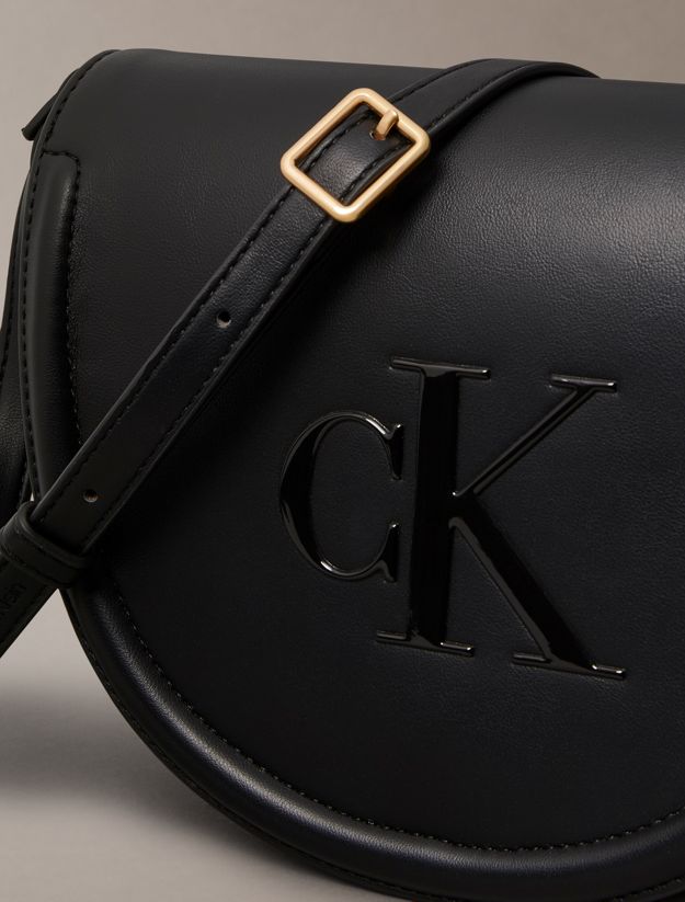 Embossed Monogram Logo Saddle Bag