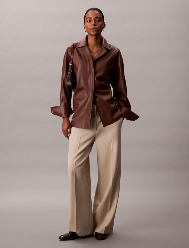 Relaxed Faux Leather Shirt