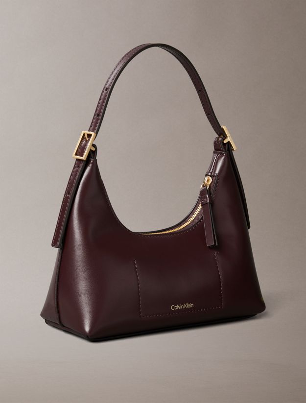 Monogram Logo Emblem Leather Small Shoulder Bag