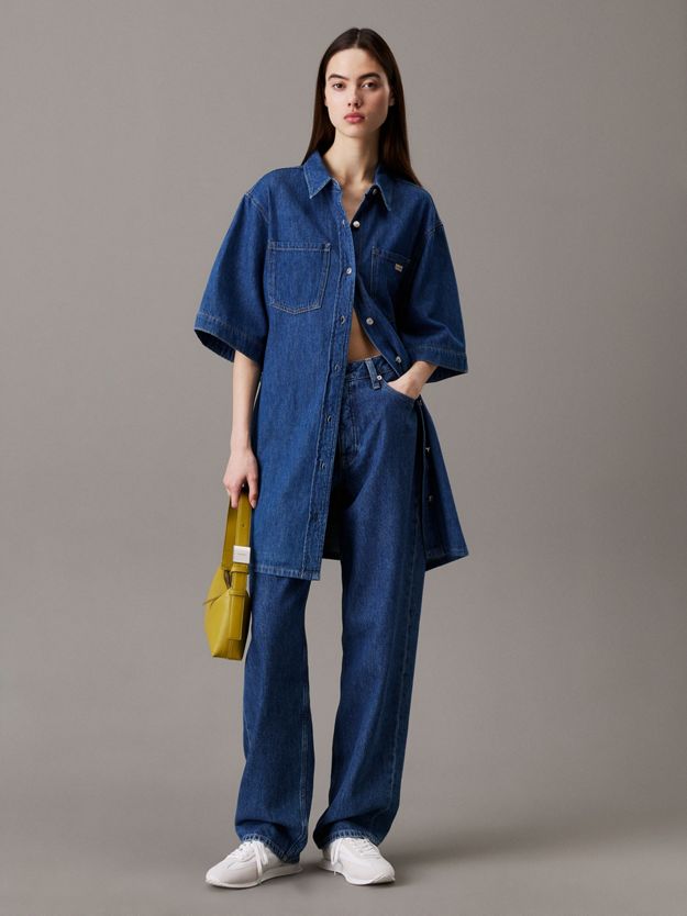 Cotton Linen Denim Shirt Dress