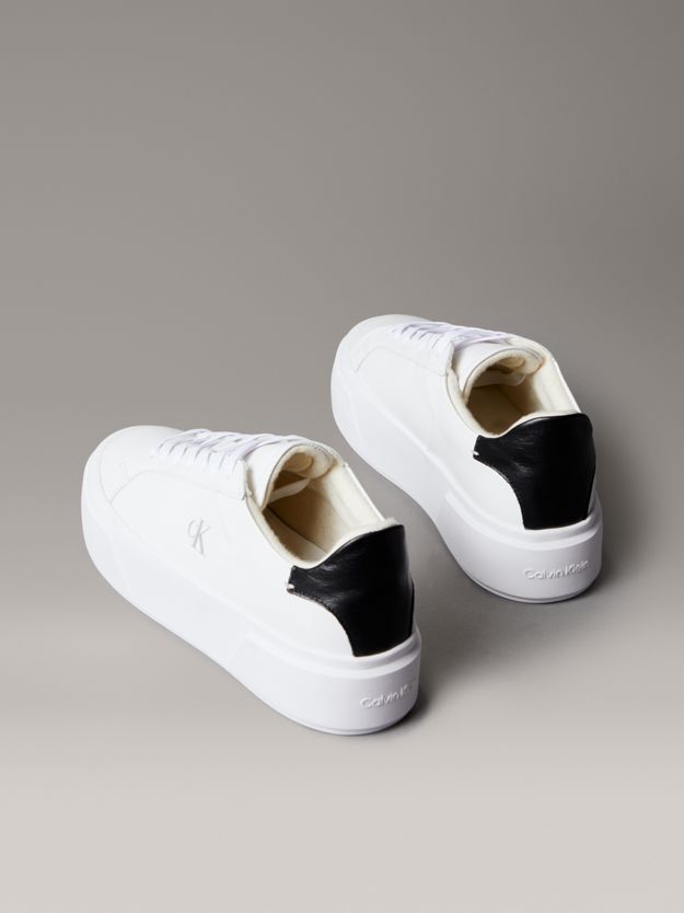 Leather Signature Logo Platform Trainers