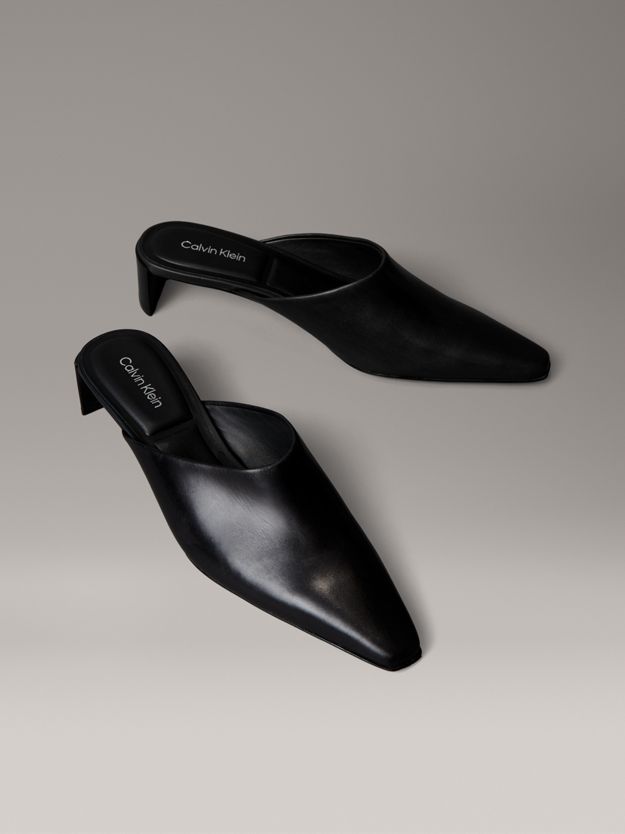 Leather Kitten Heel Mules
