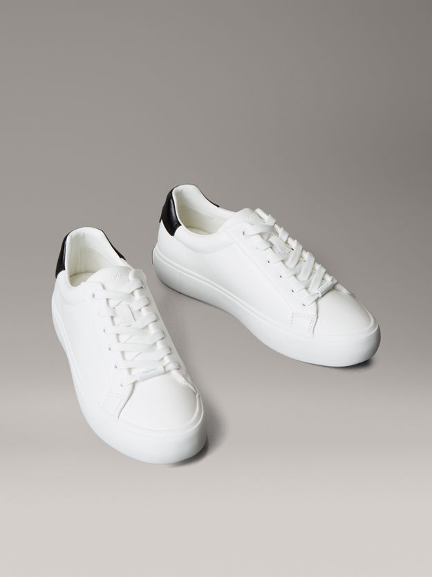 Smooth Leather Embossed Logo Trainers