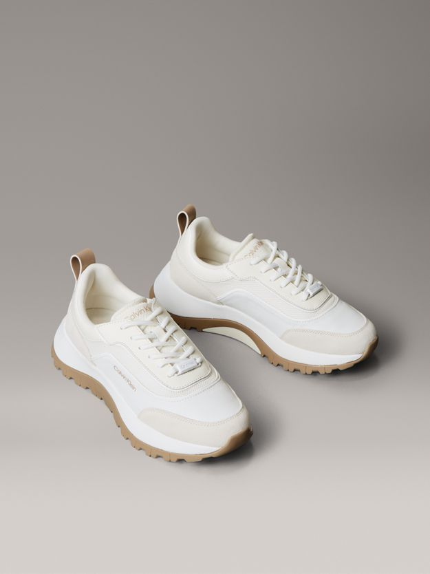 Leather and Mesh Mixed Material Trainers