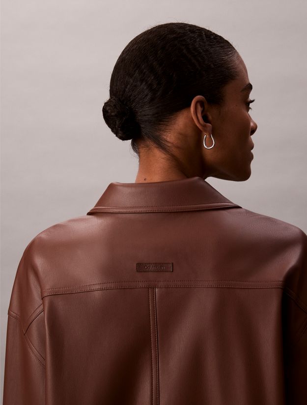 Relaxed Faux Leather Shirt