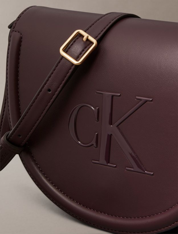Embossed Monogram Logo Saddle Bag
