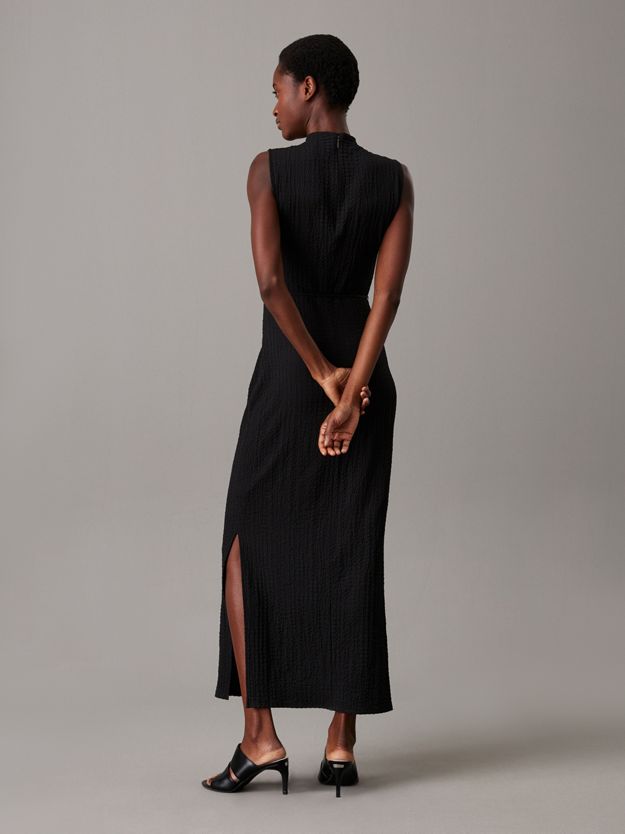 Crinkle Jacquard Ankle Dress