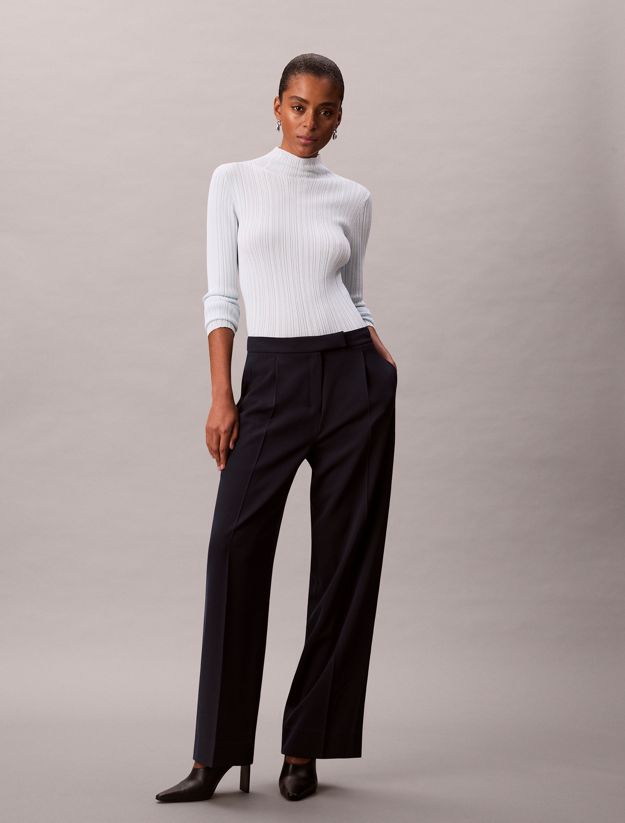 Straight Twill Tailored Trousers