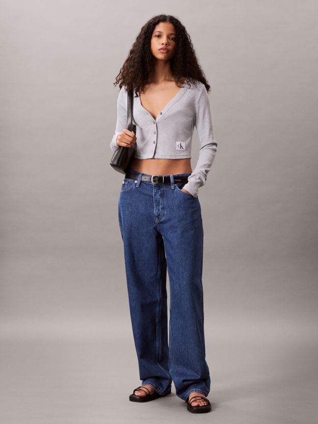 Cropped Ribbed Cotton Cardigan