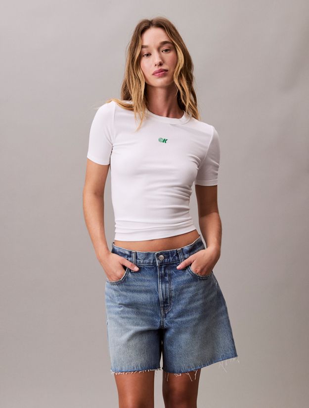 CK Logo Modal Stretch Ribbed Tee