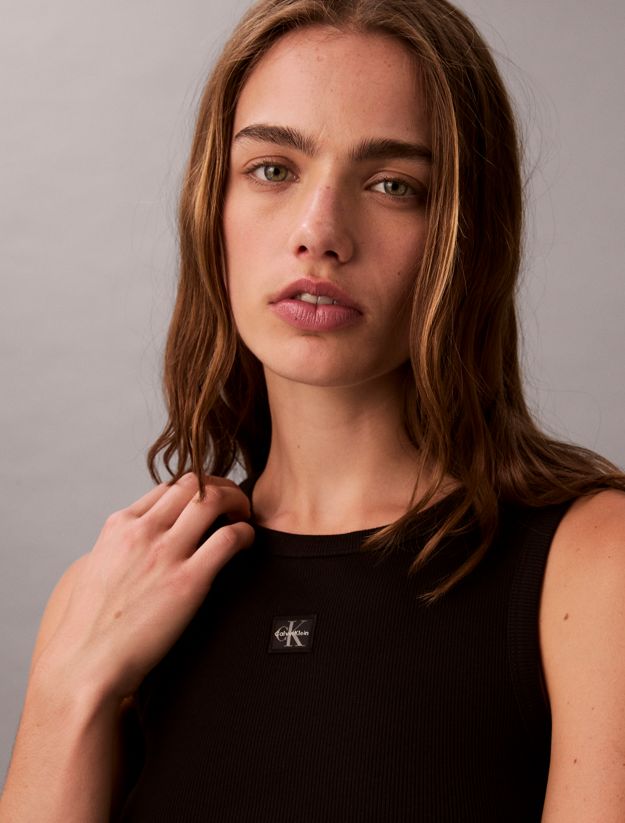 Ribbed Cotton Badge Tank Top