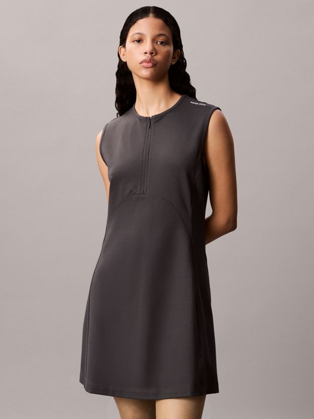 Viscose Blend Quarter Zip A-Line Dress