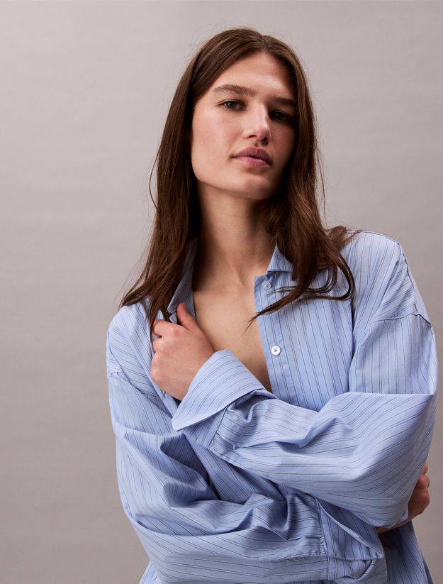 Cotton Poplin Pyjama Button-Down Shirt