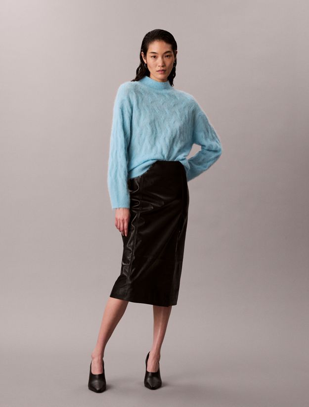 Brushed Alpaca Blend Printed Turtleneck Jumper