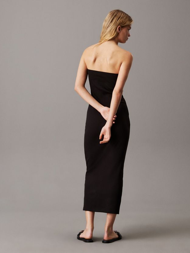 Ribbed Cotton Strapless Dress