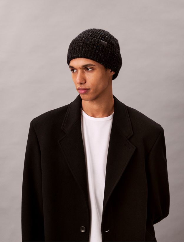 Warm Wool Blend Tweed Beanie