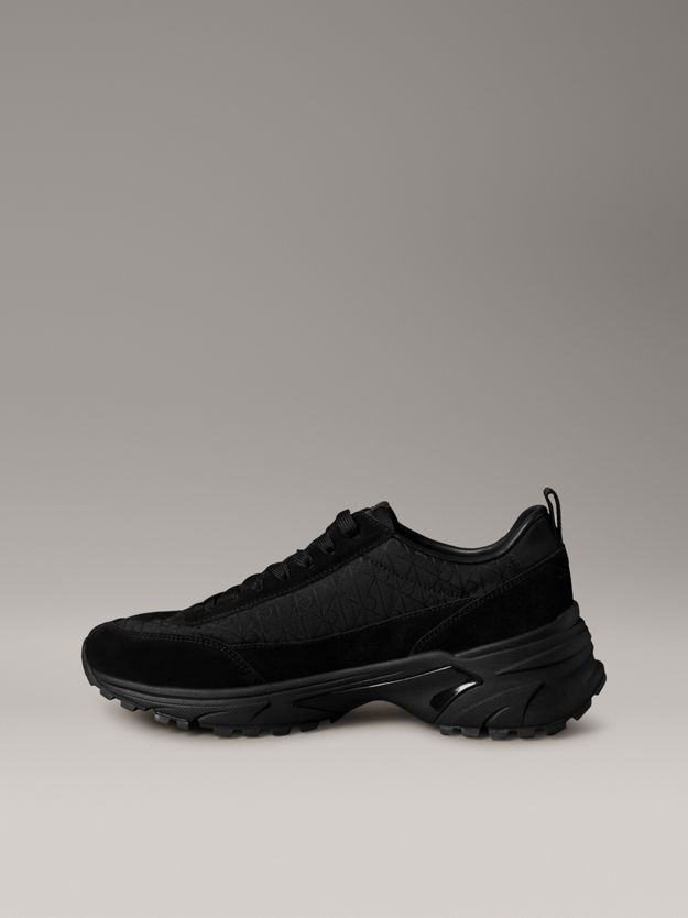 Suede and Emblem Logo Nylon Trainers