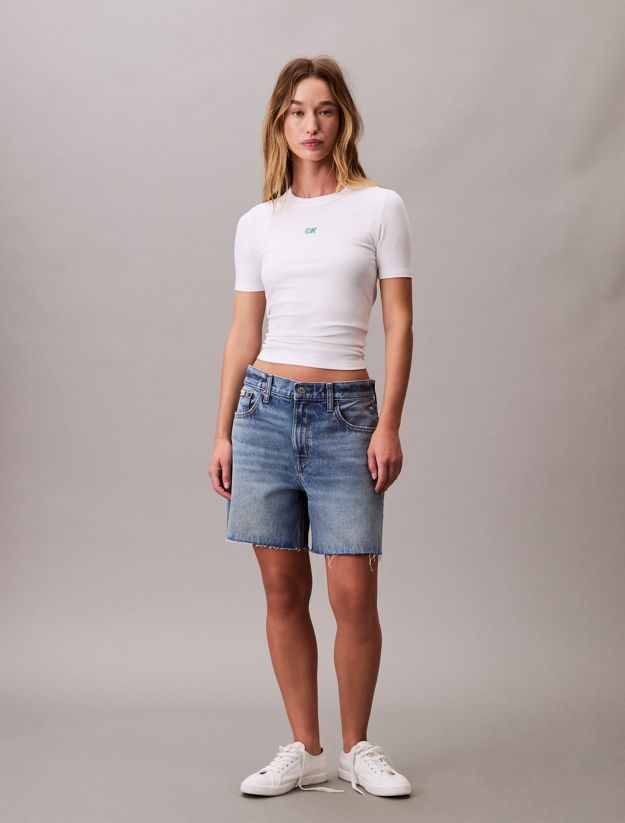 CK Logo Modal Stretch Ribbed Tee