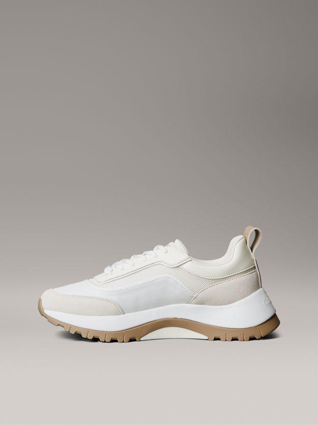 Leather and Mesh Mixed Material Trainers