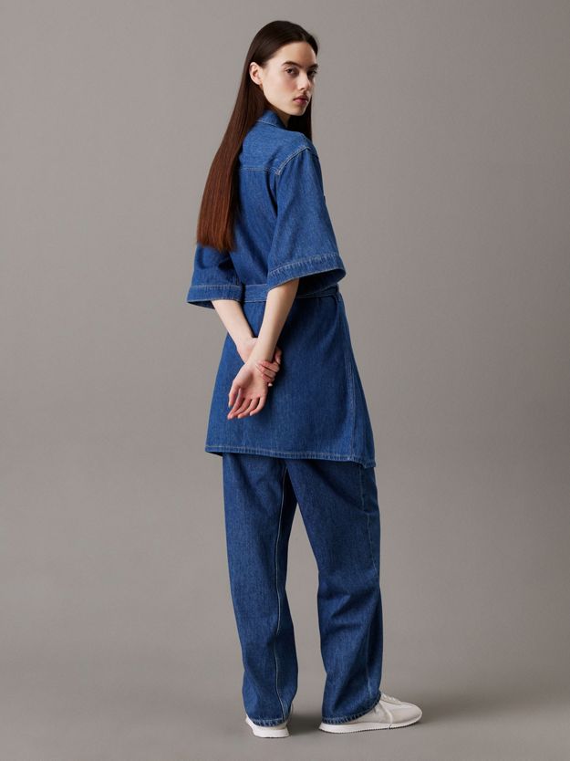 Cotton Linen Denim Shirt Dress