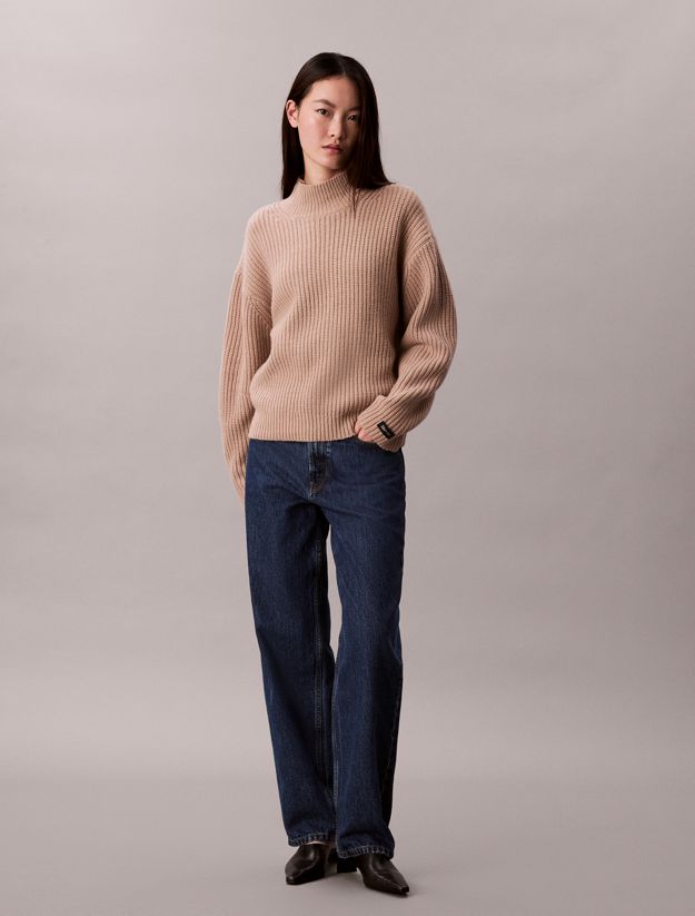 Ribbed Chunky Relaxed Turtleneck Sweater