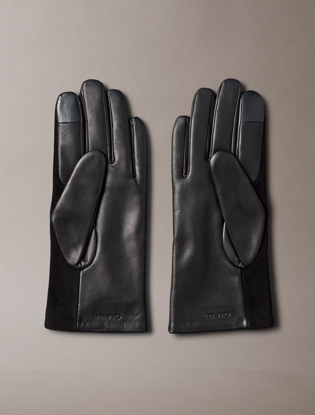 Suede and Leather Touchscreen Gloves