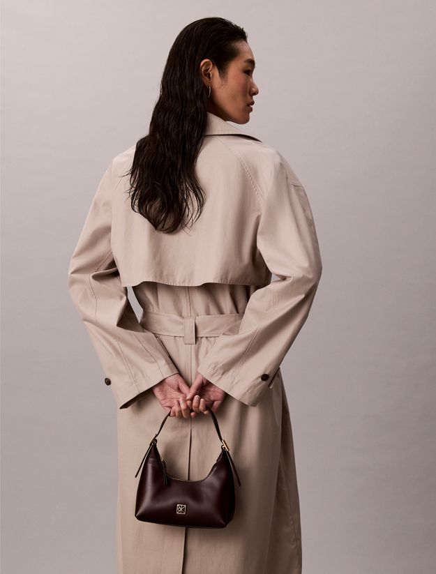 Monogram Logo Emblem Leather Small Shoulder Bag