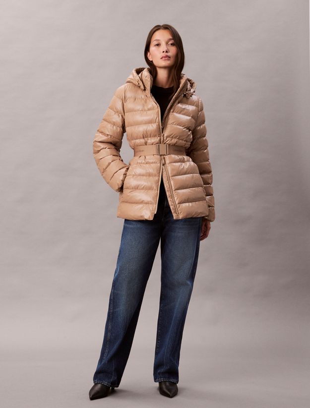 Lightweight Belted Puffer Jacket