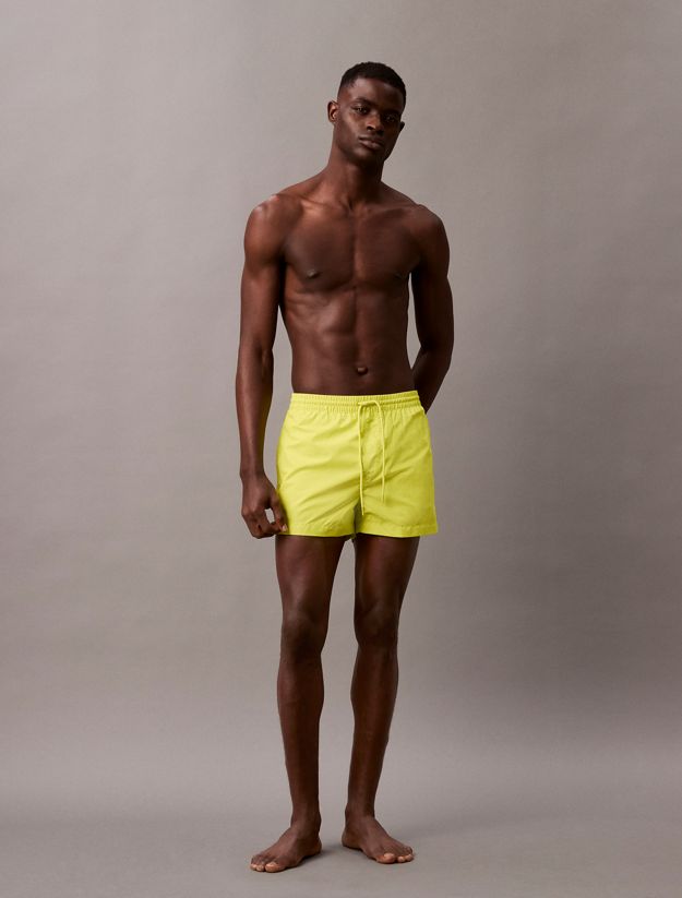 Short Drawstring Swim Shorts - Logo Tape