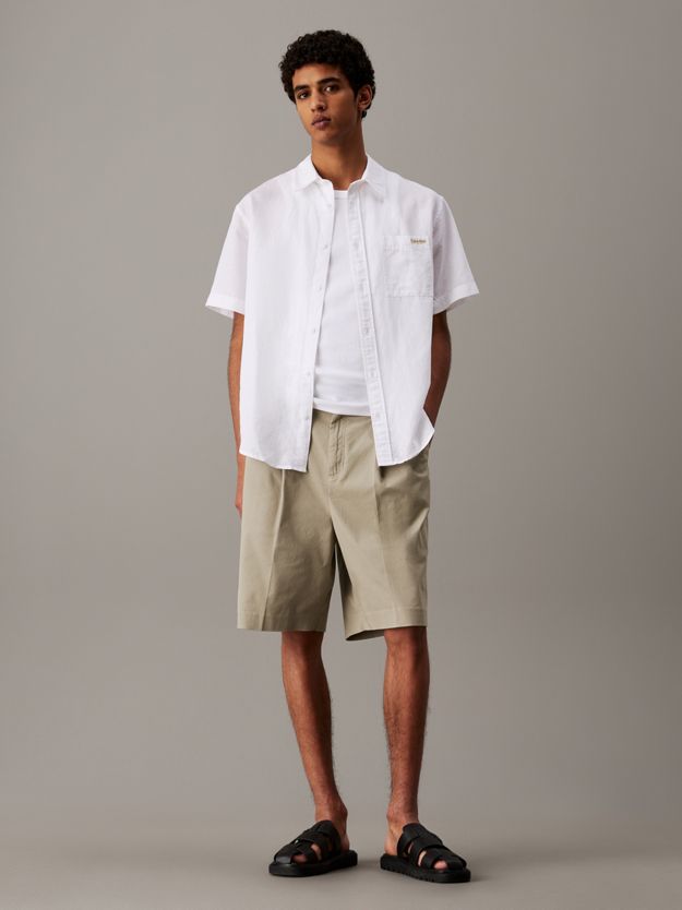 Pleated Twill Bermuda Shorts