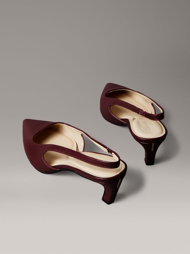 Leather Kitten Slingback Pumps