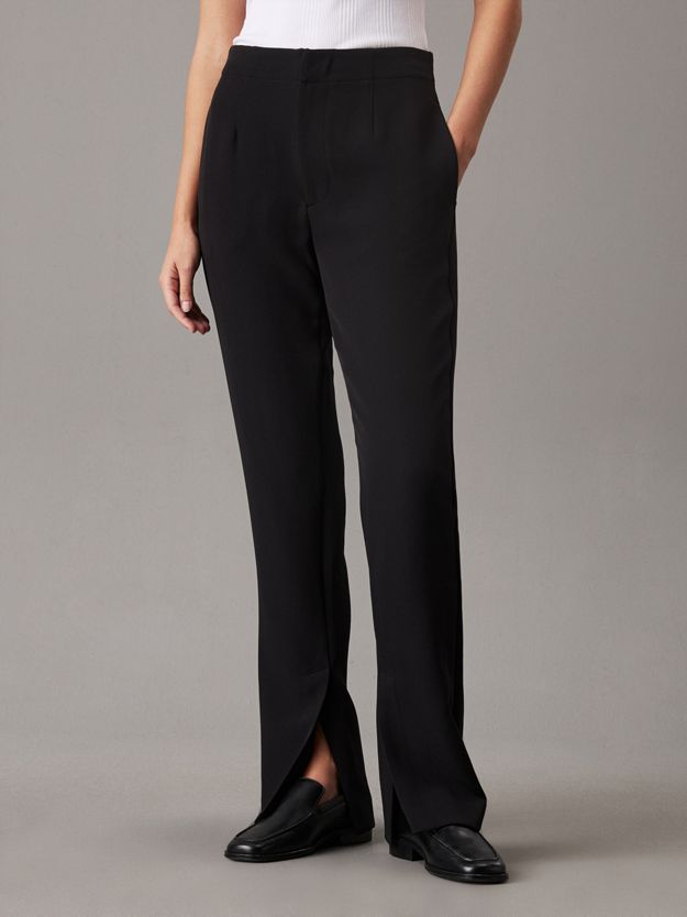 Slim Crepe Split Hem Trousers