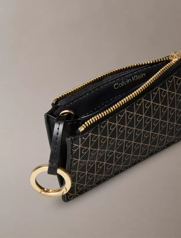Monogram Logo Top Zip Card Holder