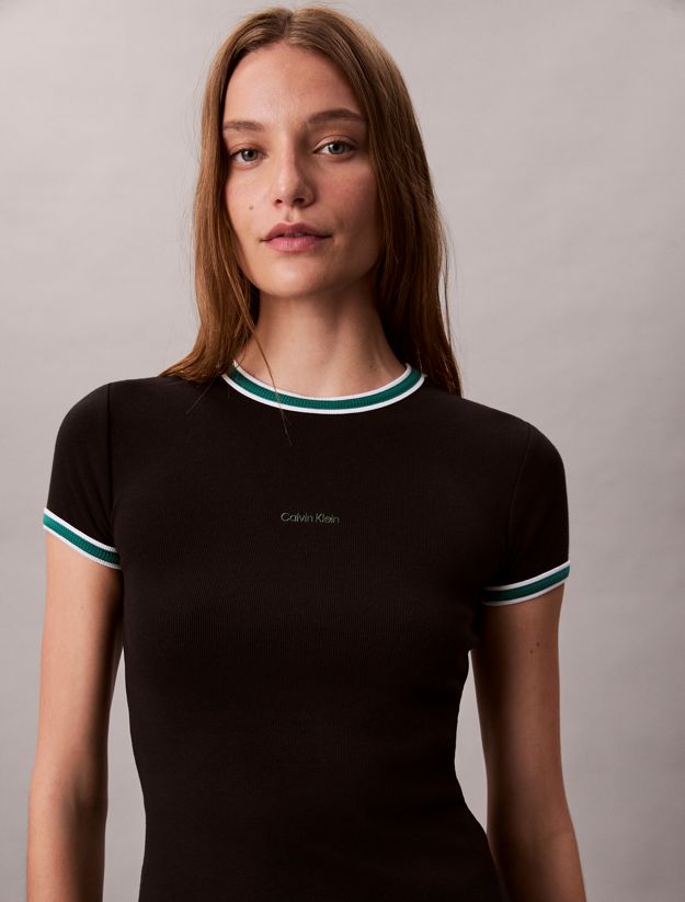 Sporty Slim Ribbed T-shirt Dress