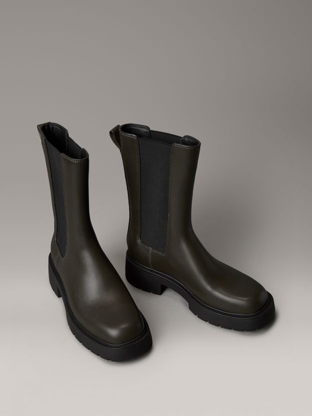 Leather Tall Chunky Chelsea Boots